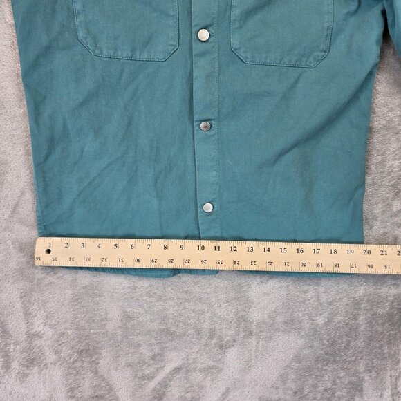 Zara Shirt Mens Medium Blue Green Button Up Long Sleeve Utility Pockets Cotton - Picture 7 of 9